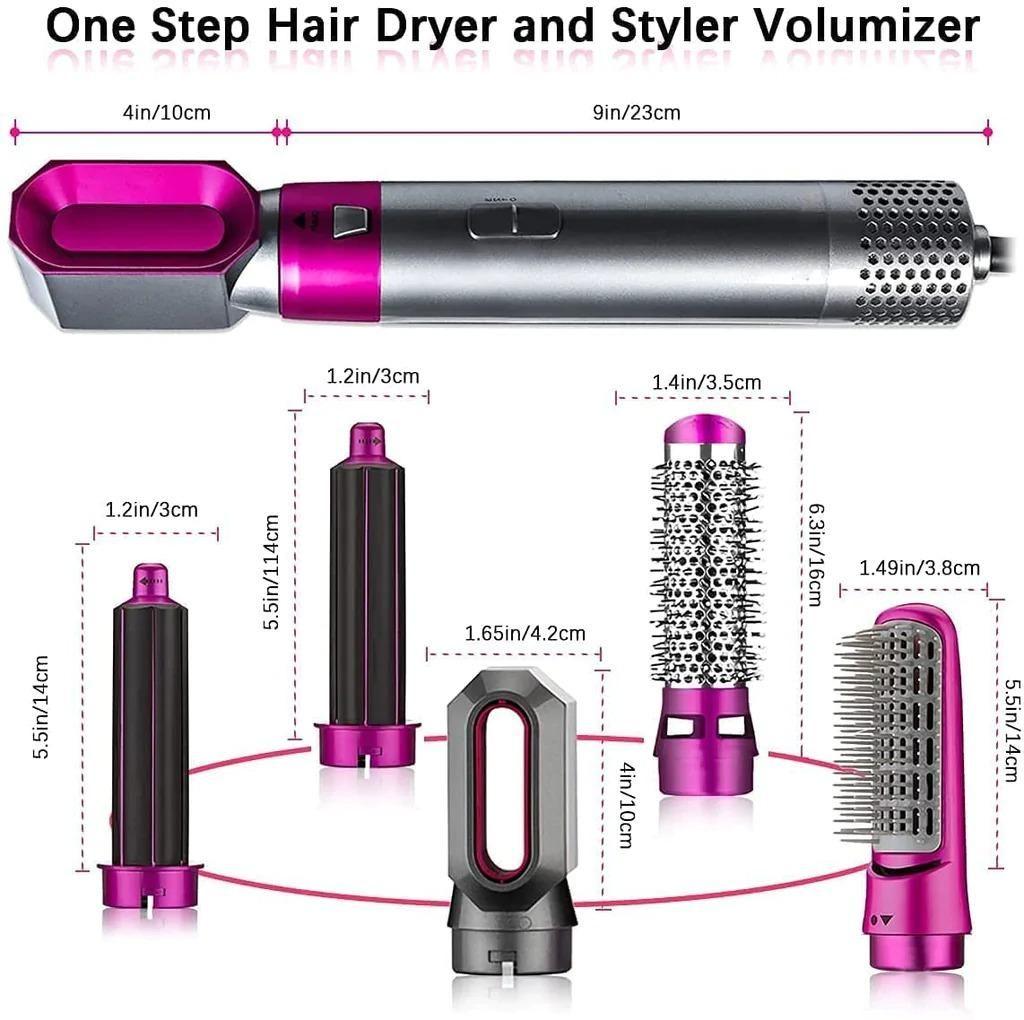 5-in-1 Multifunctional Hair Dryer & Styling Tool – Detachable Hot Air Comb with Negative Ion Hair Curler