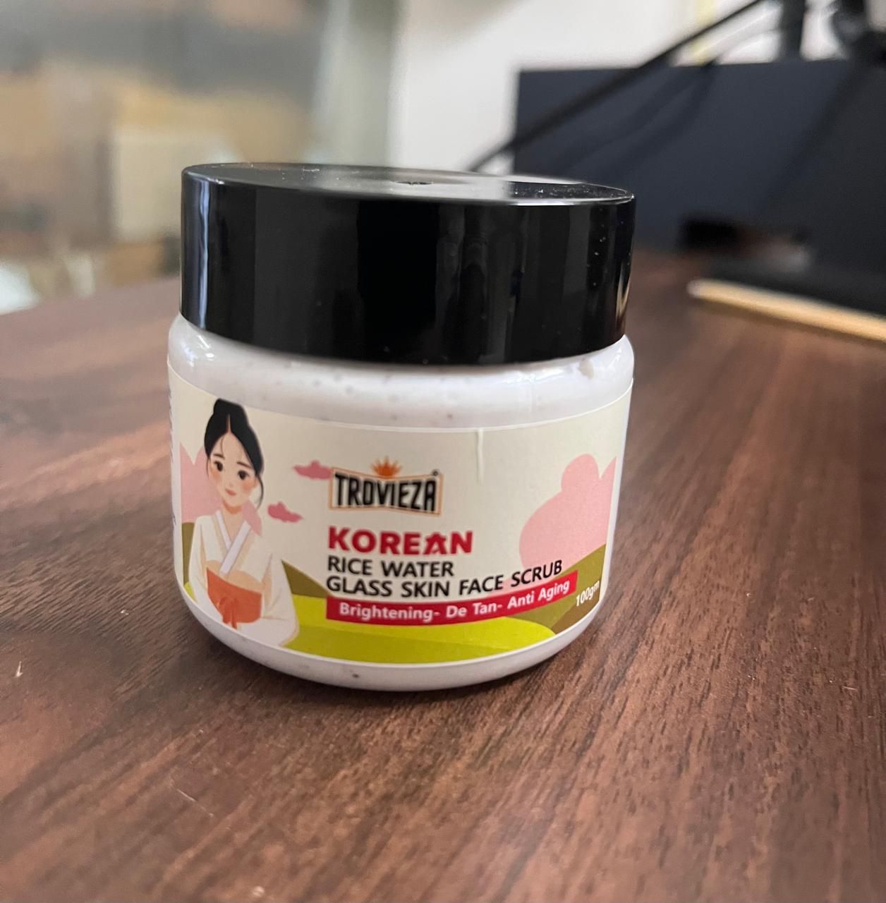 Trovieza Korean Rice Water Face & Body Scrub – Brightening, De-Tan & Anti-Aging (100g)