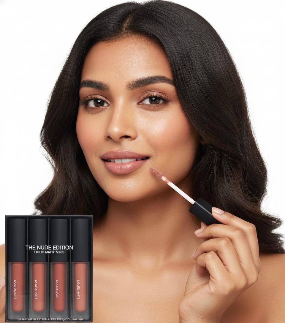 Nude Red Edition Different Shades Liquid Lipstick Set of 4 (16ml)