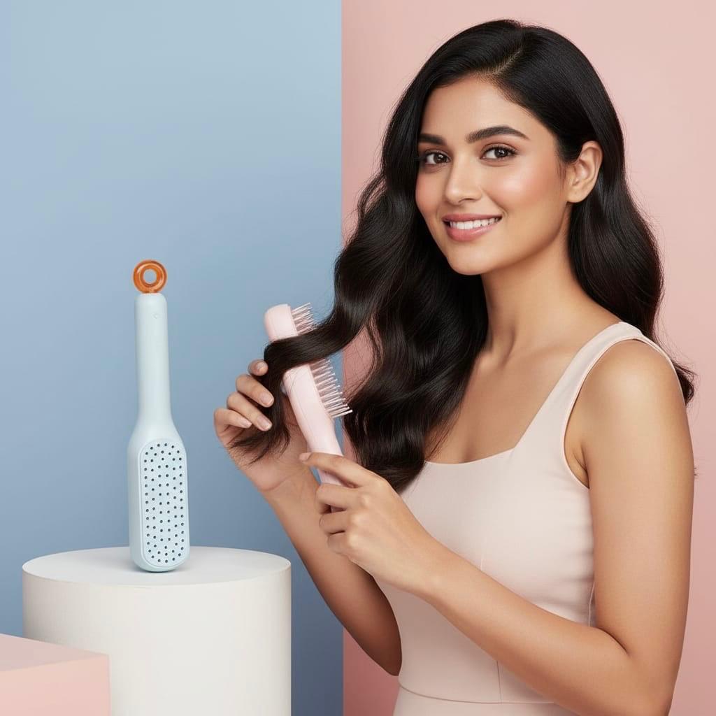 Self-cleaning Anti-static Massage Comb for Adults and Kids- Pack of 1